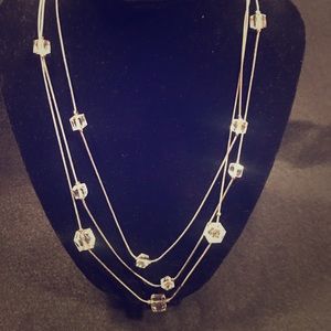 Square crystal bead necklace